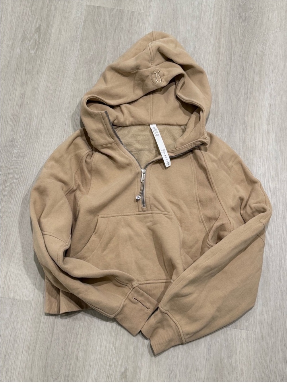 Lululemon Half-Zip Hooded Scuba Sweatshirt - Beige Tan m/l